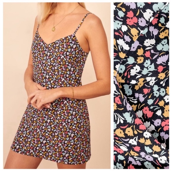 Reformation Black Floral Seville Mini Dress in Nolita - XS - Picture 3 of 10